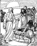 The servant meets Rebekah in the Bible story, The Marriage of Isaac.