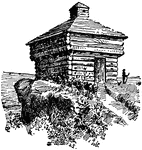 Blockhouses, built of heavy logs with the second story overhanging the first, were created for defense against enemies.
