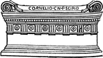 A coffin or tomb of stone; a kind of stone chest, generally more or less ornamented for receiving a dead body. This illustration is the tomb of Scipios.