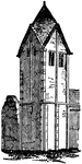 Tower of Sompting church, Essex. Saxon Architecture is the earliest stage of native English architecture, its period being from the conversion of England to Christianity till the conquest or near it, when Norman architecture began to prevail.