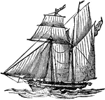 A small fast-sailing sharp-built vessel with two mass, and the principals sails of the fore-and aft type. There are two chief kinds of schooners, the topsail schooner and the fore-and-aft schooner. This is an illustration of the Topsail Schooner.