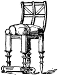The Antique Pompeian chair included a cushion and a foot-stool.