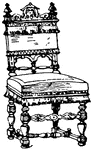 The modern chair's top of the back is horizontal and is crowned with a cornice or an ornament.