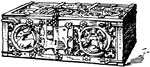 The Gothic chest of the 15th century was carved out of chestnut wood and had iron mounts and handles.