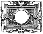 The Modern French Architectural Frame has an oblong shape in the middle that is surrounded by an ornate design which is symmetrical on all sides, without regard to top and bottom.