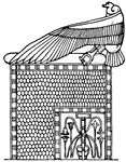 The Egyptian throne had a lotus ornament with the arms formed by the wings of the sacred hawk.