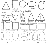Labeled shapes showing various measures of form.