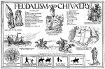 A poster of facts and illustrations of the age of feudalism and chivalry.