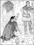 An illustration of the story, Picciola by X. B. Saintine. Count Charney was imprisoned by the Emperor of France for allegedly planning to assassinate him. In this image, he is begging the guard to send a letter the the emperor to save a little flower that is growing in the stone. A girl delivers this letter and the emperor realizes that this man could not have him killed and releases him.