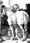 "The Great White Horse. By Albrect D&uuml;rer. From the engraving on copper." -Heath, 1901