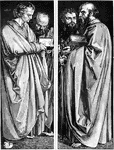"St. John and St. Peter. St. Paul and St. Mark. By Albrecht D&uuml;rer. In the Pinakothek, Munich." -Heath, 1901