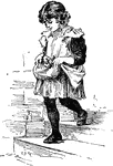 The character, Heidi carrying kittens in her apron from Johanna Spyri's novel, Heidi.