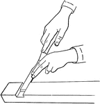 "Proper position for horizontal chiseling." -Ginn, 1906