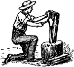 A man splitting wood with an axe.