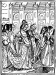 The Queen, from Hans Holbein's series of engravings, Dance of Death.