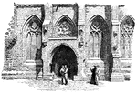 An illustration of the entrance to the chapel at St. Salvators College.