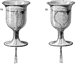 As you pour water into a Cup of Tantalus, the cup fills with water, but after it reaches a certain height, the water begins to drain through the siphon.