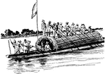 This type of boat was pushed onward using poles which were thrust into the bed of the river.