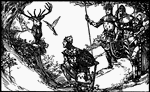 A group of knights on a quest for King Arthur to find Mabon, the son of Modron, who was stolen from his mother when only three nights old.
