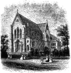 An illustration of the Church of Christ located in St. Louis, Missouri in 1874.