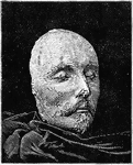 In Western cultures a death mask is a wax or plaster cast made of a person's face following death. Death masks may be mementos of the dead, or used for creation of portraits. It is sometimes possible to identify portraits that have been painted from death masks, because of the characteristic slight distortion of the features caused by the weight of the plaster during the making of the mold.