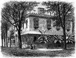 An illustration of a house located in Savannah, Georgia that was occupied by General Sherman.