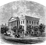 An illustration of the Custom House located in Savannah, Georgia (1874).
