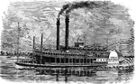 An illustration of the Great Republic, a steam power river boat.