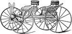 An illustration of a double buggy. Referred to as a double buggy because the buggy has two separate seats.