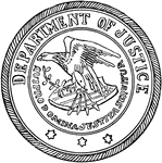 The seal of the Department of Justice of the United States.