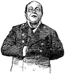 An illustration of a man with his right hand in jacket.