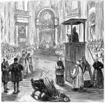 An illustration of the reading of the decree in Vatican City on July 18th, 1870.