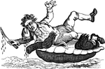 A political cartoon criticizing the Embargo placed upon the American colonies by the British. The cartoon portrays the death of a terrapin