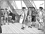 Benjamin Franklin on a ship on his way to France.