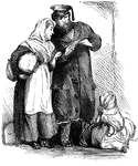 An illustration of a man and woman reading a letter.