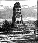 A monument erected to commemorate the soldiers who fought at the Battle of Groveton, also known as the Second Battle of Bull Run.