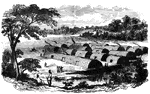 Native American dwellings on Manhattan Island, before the Dutch settlement