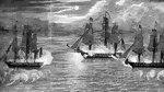 The Constitution engaging two British ships, the Cyane and Levant.