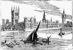 After a fire in 1834, the present Houses of Parliament were built over the next 30 years. They were the work of the architect Sir Charles Barry (1795&ndash;1860) and his assistant Augustus Welby Pugin (1812&ndash;52). The design incorporated Westminster Hall and the remains of St Stephen's Chapel. The Palace of Westminster, also known as the Houses of Parliament or Westminster Palace, in London, England, is where the two Houses of the Parliament of the United Kingdom (the House of Lords and the House of Commons) meet. The palace lies on the north bank of the River Thames in the London borough of the City of Westminster, close to other government buildings in Whitehall.