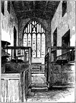 "Chancel" is an architectural term for the space around the altar at the liturgical east end of a traditional Christian church building. It may terminate in an apse. As well as the altar, the chancel usually houses the credence table, and seats for officiating and assisting ministers. In Anglican churches it will usually include the choir. In some traditions, the pulpit and lectern may be in the chancel, but in others these functions are considered proper to the nave.