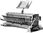 An illustration of a perforating machine of the automatic telegraph.