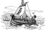An illustration of a Norse Galley. Norse is an adjective relating things to Norway, Denmark, Faroe Islands, Greenland, Iceland and Sweden. A galley is an ancient ship which can be propelled entirely by human oarsmen, used for warfare and trade. Oars are known from at least the time of the Egyptian Old Kingdom. Many galleys had masts and sails for use when the winds were favorable.