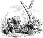 An illustration of a young boy laying underneath a tree reading.