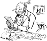 An illustration of a man reading a Valentine's Day letter.