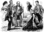 An illustration of a man and woman being introduced to each other.