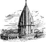 The Sumaree Temple in Benares, India is an example of Sanskrit architecture.