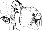 An illustration of a man smoking a cigar.