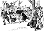 An illustration of a group of men and woman dancing.