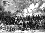 A view of the Battle of Lexington during the American Revolutionary War.