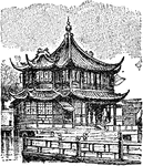 An illustration of a Chinese gate-house.